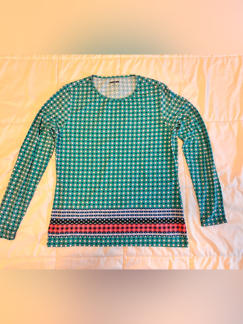 Lands' End Teal Long-Sleeve